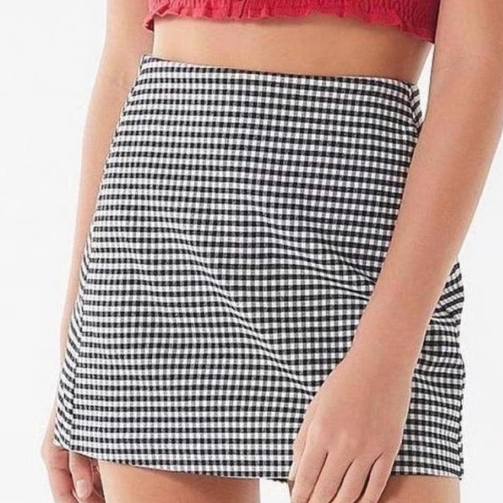 Urban Outfitters Gingham White/Black Mini Skirt